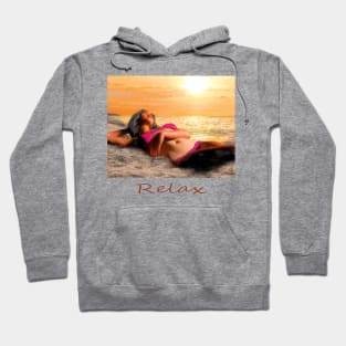 Woman girl bikini beach sunset Hoodie